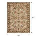 Joydeco 9x12 Area Rugs for Living Room, Non Slip Machine Washable Vintage Rug, Low Pile Chenille Print Rugs for Bedroom, Dining Room, Home Office, Pet & Child Friendly, Tan