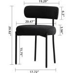 Black Boucle Dining Chairs Set of 4, Modern Upholstered Dining Chairs with 4" Thick Cushion and Sturdy Metal Legs for Dining Ro