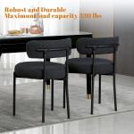 Black Boucle Dining Chairs Set of 4, Modern Upholstered Dining Chairs with 4" Thick Cushion and Sturdy Metal Legs for Dining Ro
