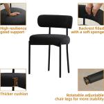Black Boucle Dining Chairs Set of 4, Modern Upholstered Dining Chairs with 4" Thick Cushion and Sturdy Metal Legs for Dining Ro