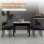 Black Boucle Dining Chairs Set of 4, Modern Upholstered Dining Chairs with 4" Thick Cushion and Sturdy Metal Legs for Dining Ro