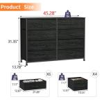 Furnulem Bedroom Dresser for 55”Long TV Stand Entertainment Center Dressers & Chests of Drawers,10 Storage Fabric Drawer, Sturdy Metal Frame Tall Storage Cabinet for Living Room, Entryway, Black Oak