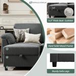 Vongrasig Convertible Sectional Sofa Couch, 3 Seat L Shaped Sofa with Removable Pillows Soft Corduroy Fabric Small Couch Mid Century for Living Room, Apartment and Office (Gray)