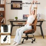 YFO Home Office Desk Chair Office Rubber Casters Ergonomic Computer Chair with Lumbar Support Adjustable Height Rolling Swivel Executive Task Armrests Chair， Brown Leather