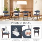 COLAMY Wooden Dining Chairs Set of 2, Modern Fabric Upholstered Dining Room Chair, Farmhouse Kitchen Side Chairs with Foot Pegs, Blue