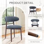 COLAMY Wooden Dining Chairs Set of 2, Modern Fabric Upholstered Dining Room Chair, Farmhouse Kitchen Side Chairs with Foot Pegs, Blue