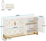 Storage Cabinet with Storage Shelves for Living Room, Modern Sideboard Buffets Cabinets Coffee Bar, White