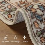 GENIMO 6x9 Area Rugs for Living Room, Machine Washable Low Pile Rugs, Chenille Non Alip Vintage Rug for Bedroom, Dining Room, Home Office, Beige Cream