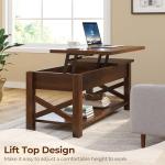 Rolanstar Coffee Table, 47.2" Lift Top with Hidden Compartment, 2 Way Lift Top Coffee Table with Open Shelf & X Wooded Support, Farmhouse Center Table for Living Room, Black