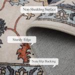 Washable Area Rugs 8x10, Large Rugs for Living Room, Carpet for Bedroom, Soft Faux Wool Retro Dining Room Rug, Non-Slip Backing Resistant Low Pile Vintage Print Rug for Home Office (Blue/Gray)