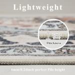 Washable Area Rugs 8x10, Large Rugs for Living Room, Carpet for Bedroom, Soft Faux Wool Retro Dining Room Rug, Non-Slip Backing Resistant Low Pile Vintage Print Rug for Home Office (Blue/Gray)