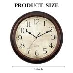 KECYET 14 Inch Wall Clocks Battery Operated Silent Non-Ticking Analog Wall Clock Vintage Retro Rustic Style Decorative for Living Room Kitchen Home Office(Bronze)