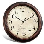 KECYET 14 Inch Wall Clocks Battery Operated Silent Non-Ticking Analog Wall Clock Vintage Retro Rustic Style Decorative for Living Room Kitchen Home Office(Bronze)