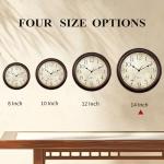 KECYET 14 Inch Wall Clocks Battery Operated Silent Non-Ticking Analog Wall Clock Vintage Retro Rustic Style Decorative for Living Room Kitchen Home Office(Bronze)
