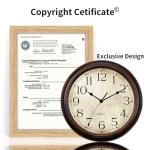 KECYET 14 Inch Wall Clocks Battery Operated Silent Non-Ticking Analog Wall Clock Vintage Retro Rustic Style Decorative for Living Room Kitchen Home Office(Bronze)