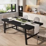 GarveeHome Industrial Dining Table for 6-8 People, 70.87" Long Wooden Kitchen Table with Sturdy Metal Frame & Black Finish, Seats 6 Rectangular Counter for Dinner, Kitchen, Dining Room - Black