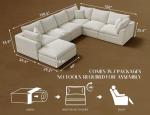 ohllob Oversized Cloud Couches for Living Room, Convertible Sectional Couch with Ottoman, 7 Seater Large Modular Sectional Sofa, Warm White