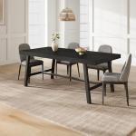 GarveeHome Industrial Dining Table for 6-8 People, 70.87" Long Wooden Kitchen Table with Sturdy Metal Frame & Black Finish, Seats 6 Rectangular Counter for Dinner, Kitchen, Dining Room - Black