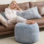 WSOFRLAC Round Pouf Ottoman Foot Rest Plush Ottoman Footstools for The Living Room Ottomans Stuffed Full of Foam Blocks 26"x18" Large Foot Stool Dark Grey Footrests Hassocks and Ottomans Set