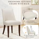 COLAMY Upholstered Dining Chairs Set of 6, Mid Century Modern Kitchen Chairs with Back, Farmhouse Fabric Side Dining Room Chairs with Wood Legs for Dining Room Restaurant, Beige