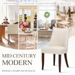 COLAMY Upholstered Dining Chairs Set of 6, Mid Century Modern Kitchen Chairs with Back, Farmhouse Fabric Side Dining Room Chairs with Wood Legs for Dining Room Restaurant, Beige