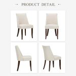 COLAMY Upholstered Dining Chairs Set of 6, Mid Century Modern Kitchen Chairs with Back, Farmhouse Fabric Side Dining Room Chairs with Wood Legs for Dining Room Restaurant, Beige