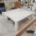 Natural Jazz White Marble Coffee Table, Nordic Cream Minimalist Design, Square Villa Living Room Table, High Hardness&Easy-Clean