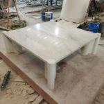 Natural Jazz White Marble Coffee Table, Nordic Cream Minimalist Design, Square Villa Living Room Table, High Hardness&Easy-Clean