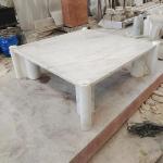 Natural Jazz White Marble Coffee Table, Nordic Cream Minimalist Design, Square Villa Living Room Table, High Hardness&Easy-Clean