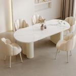 White Luxury Chairs Table Kitchen Modern Unique Italian Restaurant Dining Table Set Center Oval Mesas De Jantar Furniture