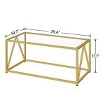 HOOBRO Glass Coffee Table, Gold Coffee Tables for Living Room, Gold Glass Coffee Table,1 Layer Center Table, Modern, for Apartment, Office, 39.4 x 19.7 x 17.7 Inches, Easy Assembly, Golden GD04KF01