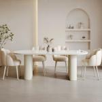 White Luxury Chairs Table Kitchen Modern Unique Italian Restaurant Dining Table Set Center Oval Mesas De Jantar Furniture