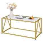 HOOBRO Glass Coffee Table, Gold Coffee Tables for Living Room, Gold Glass Coffee Table,1 Layer Center Table, Modern, for Apartment, Office, 39.4 x 19.7 x 17.7 Inches, Easy Assembly, Golden GD04KF01