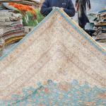 305x427cm Hand made Large Turkey Rugs Medallion Exquisite Blue Silk Carpets (TJ343A)