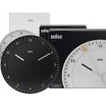 Braun Classic Mixed Analogue Wall Clock Home Gift Bundle with Silent Sweep Movement, Easy to Read, 30cm Diameter in Black + White, Model BC17B, BC17W (2 Pack)