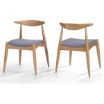 Francie Fabric with Oak Finish Dining Chairs, 2-Pcs Set, Grey / Oak