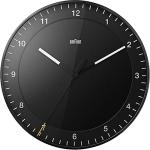 Braun Classic Mixed Analogue Wall Clock Home Gift Bundle with Silent Sweep Movement, Easy to Read, 30cm Diameter in Black + White, Model BC17B, BC17W (2 Pack)