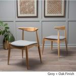 Francie Fabric with Oak Finish Dining Chairs, 2-Pcs Set, Grey / Oak