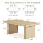 Tribesigns 63 Inches Farmhouse Dining Table for 6, Modern Kitchen Table with Fluted Line for Dining Room, Living Room, Natural