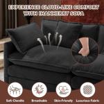 Ihanherry U-Shaped Modern Sofa 146" Modular Sectional Cloud Couch with 2 Ottoman, 6-Seat Chenille Deep Seat Sofa with 6 Pillows for Living Room, Black