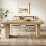 Tribesigns 63 Inches Farmhouse Dining Table for 6, Modern Kitchen Table with Fluted Line for Dining Room, Living Room, Natural