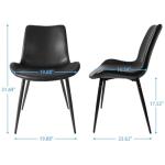 CangLong Dining Chairs Set of 4, Black Faux Leather Kitchen Chairs, Modern Upholstered Side Chairs Armless Accent Chairs with Soft Backrest & Metal Legs for Living Room, Meeting Room, Black