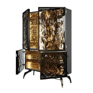 Light luxury high-end dining side cabinet integrated storage cabinet against the wall villa luxury living room designer art