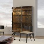 Light luxury high-end dining side cabinet integrated storage cabinet against the wall villa luxury living room designer art