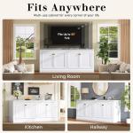 72" Farmhouse Sideboard Buffet Cabinet with Barn Doors, Storage Console Table with Adjustable Shelves, Coffee Bar/TV Stand