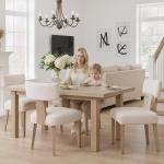 Dining Chair Set of Six, Rustic Linen Upholstered Curved Back Kitchen Chairs with Footstool Included