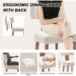 Dining Chair Set of Six, Rustic Linen Upholstered Curved Back Kitchen Chairs with Footstool Included