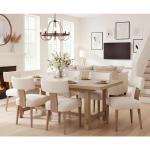 Dining Chair Set of Six, Rustic Linen Upholstered Curved Back Kitchen Chairs with Footstool Included