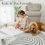 Lahome Abstract Washable Area Rug, 5x7 Rug for Bedroom Non-Slip Soft Living Room Rug, Ultra-Thin Modern Black and White Rug Throw Large Carpet for Dining Room (5'x7',Black)