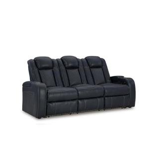 Signature Design by Ashley Fyne-Dyme Contemporary Power Reclining Sofa with USB Charging Ports and Adjustable Headrest, Blue
